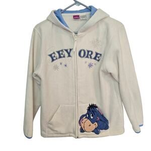 Vintage Y2K Disney Eeyore White Fleece Zip Up Embroidered Coquette Size S